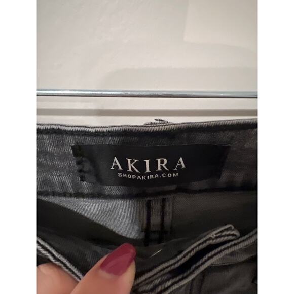 Akira, Gray Split Hem Jeans, Flare, w/ Rhinestones, Size 9, (W28), 1217J - Picture 4 of 5
